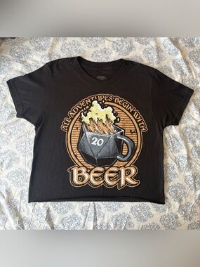Black Graphic Tee "All Adventures Begin With Beer"